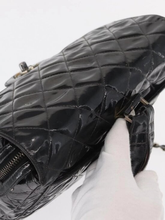 CHANEL Matelasse 25 Chain Backpack Enamel Black Silver CC Auth gh1554 main image 4